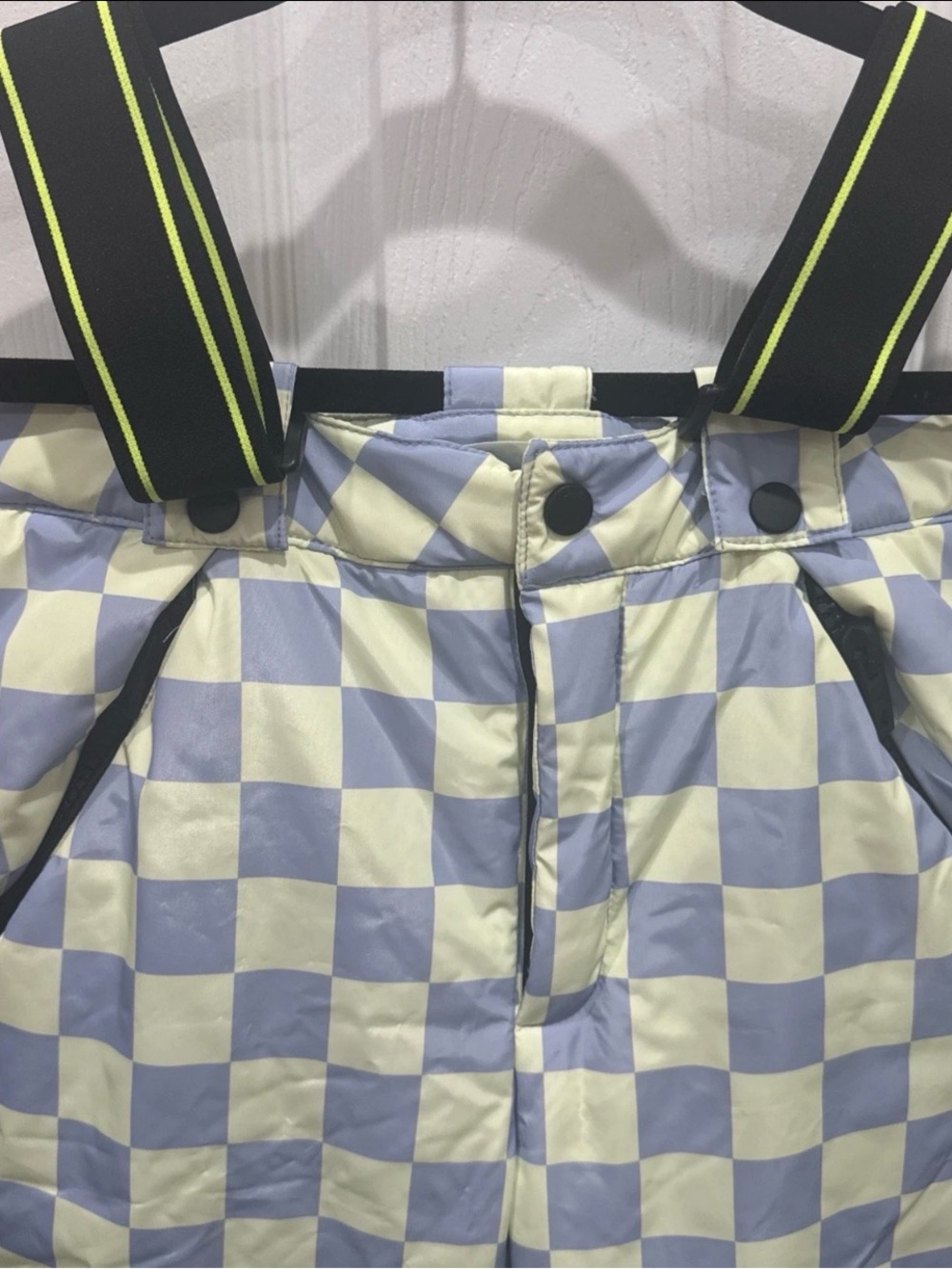 Zara Kids Checkered Snow Ski Pants Purple Yellow Insulated Bib 13-14 164cm - Picture 4 of 13